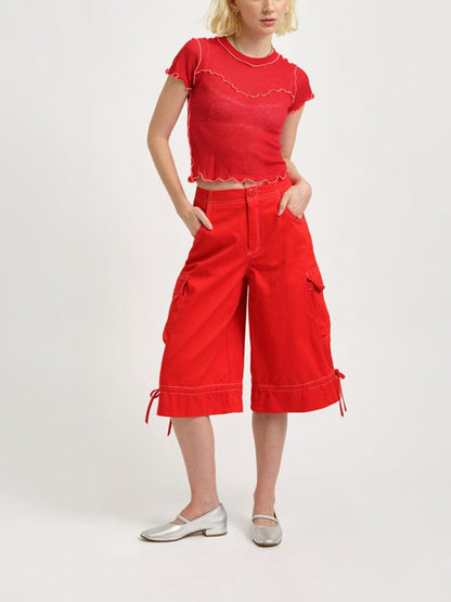 Women's Ruffled Mesh T-shirt