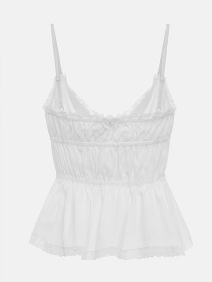 Women's Lace Trim Strappy Top With Bows At The Front