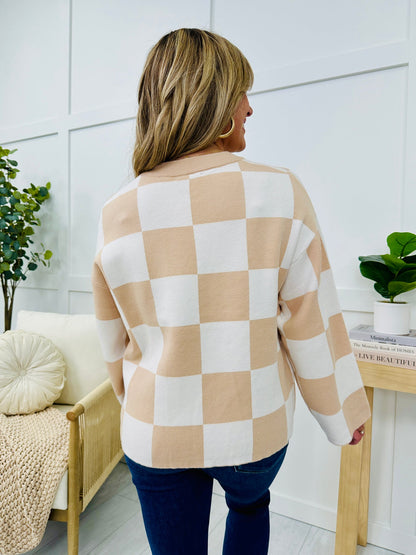 New Women's Loose Sweater Checkerboard Print Long Sleeve Pullover