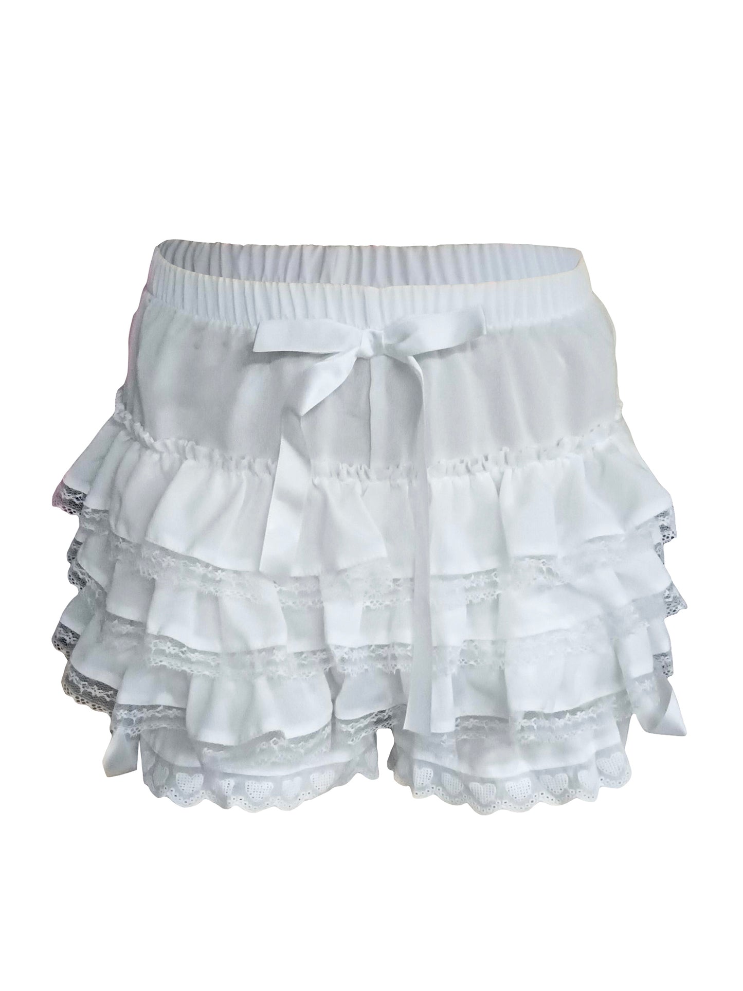 Women's Lace Spliced Bow Pajama Shorts