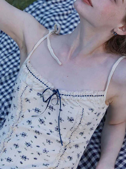 Women's Spaghetti Strap Summer Floral Print A-Line Party Dress