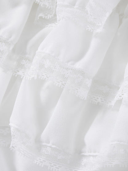 Women's Lace Spliced Bow Pajama Shorts