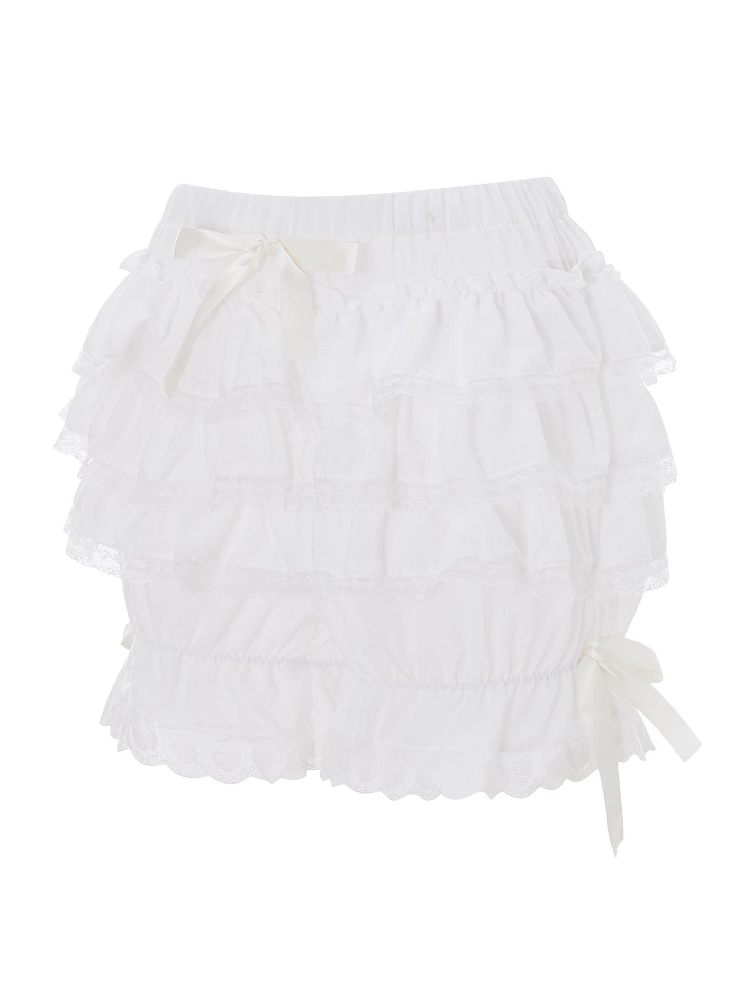 Women's Lace Spliced Bow Pajama Shorts