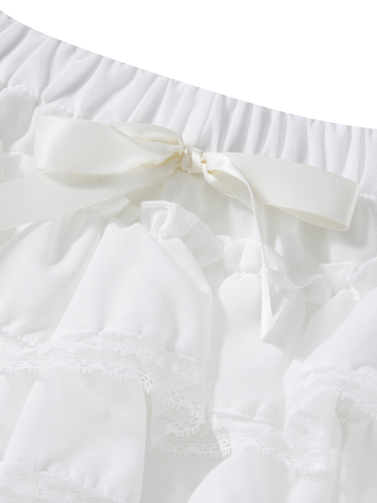 Women's Lace Spliced Bow Pajama Shorts