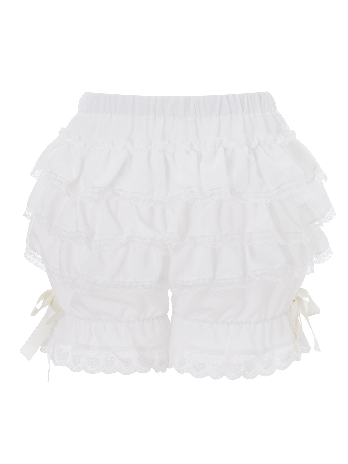 Women's Lace Spliced Bow Pajama Shorts