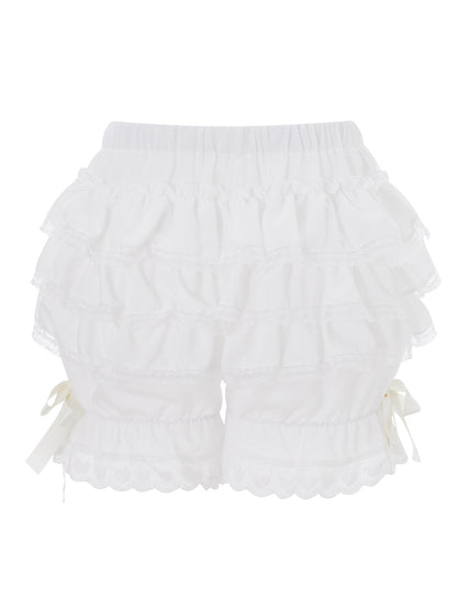 Women's Lace Spliced Bow Pajama Shorts