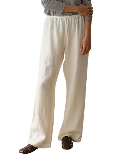 Womens Pants Elastic Waistband Solid Color Wide Leg Loose Trousers