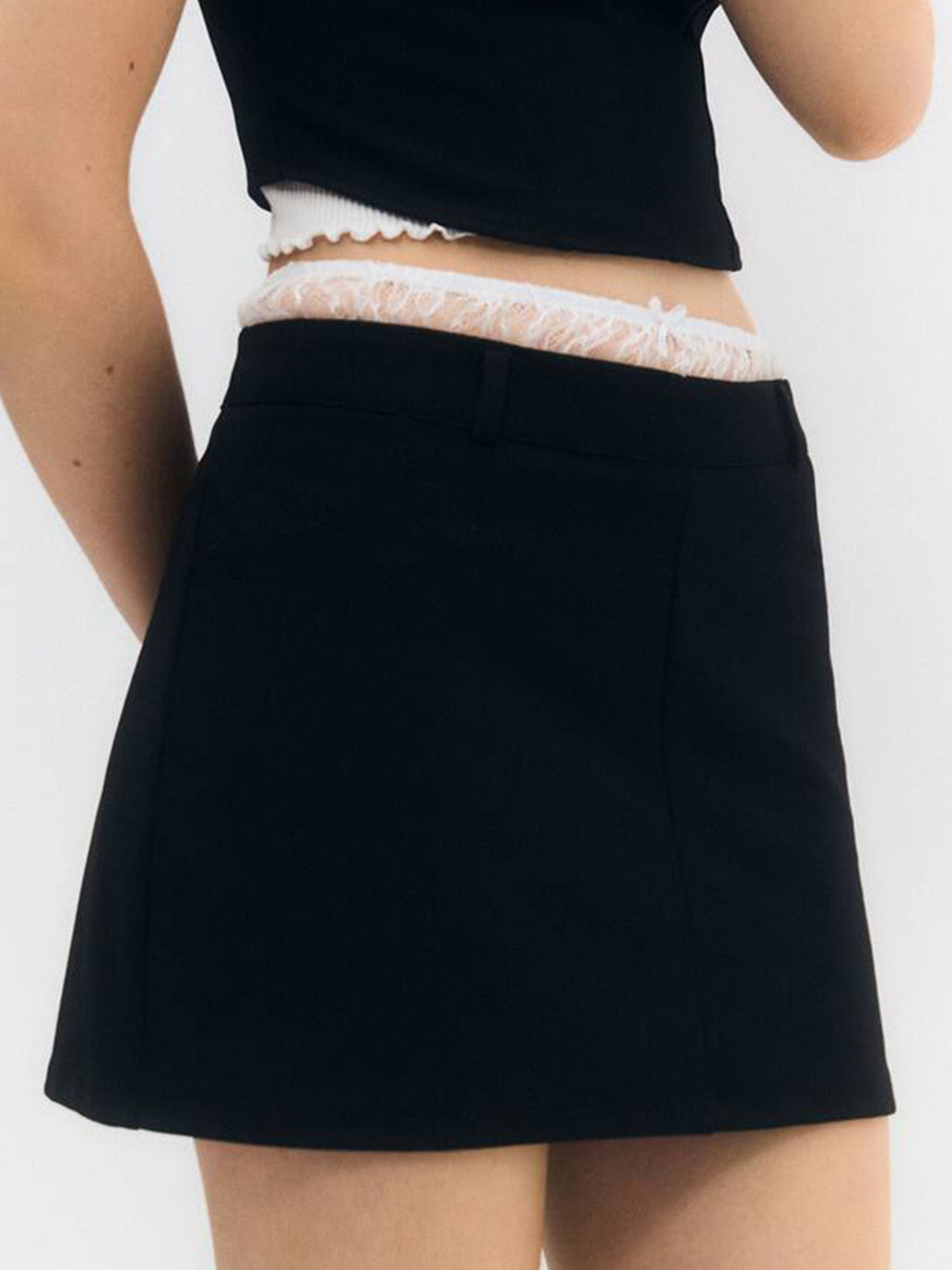 Women's Fashion Lace Waistband Mini Skirt