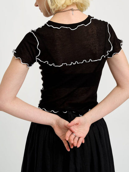 Women's Ruffled Mesh T-shirt