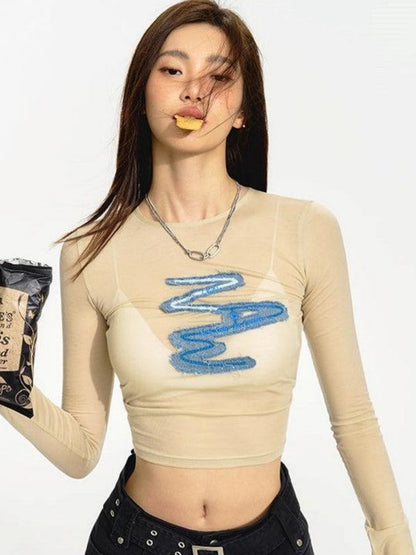 Women's Autumn Printed Long Sleeve Two-Piece Top