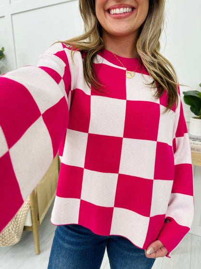 New Women's Loose Sweater Checkerboard Print Long Sleeve Pullover