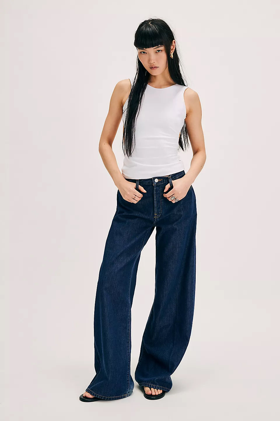 Women's Fashion Slim Wide Leg Ripped Jeans