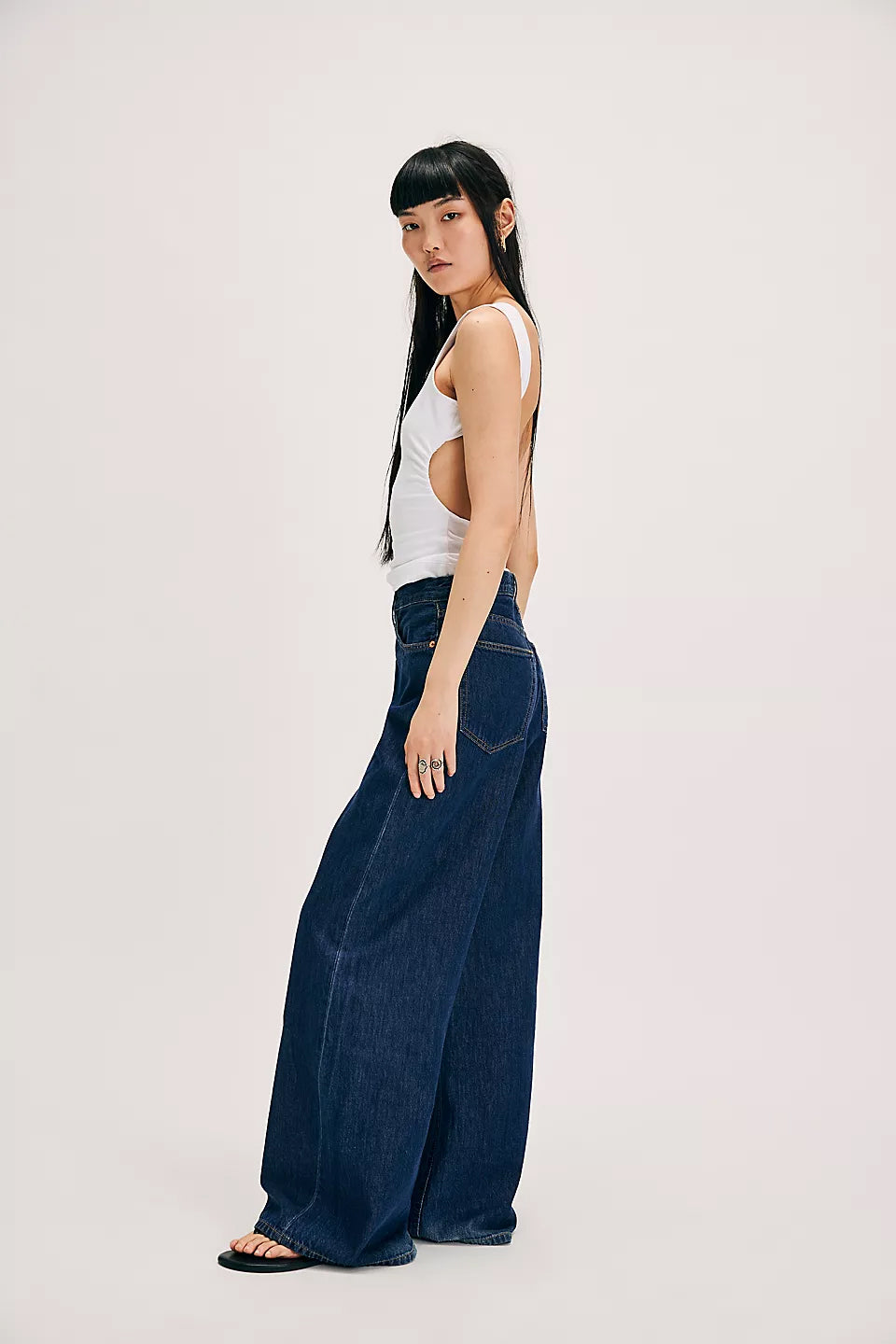 Women's Fashion Slim Wide Leg Ripped Jeans
